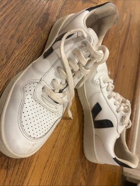 Veja White Sneakers with Black V Logo